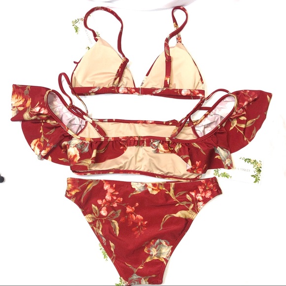 ‼️SOLD‼️ 3 Piece Set - Chelsea & Violet Ruffle Floral Bikini - Small - Picture 11 of 12